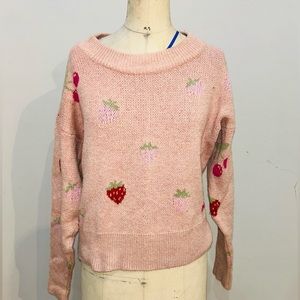 Target Wild Fable strawberry print sweater, EUC